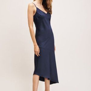 DYNAMITE SATIN NAVY BLUE MIDI DRESS
